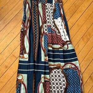 Zara Blue and Red Patterned Maxi Skirt
